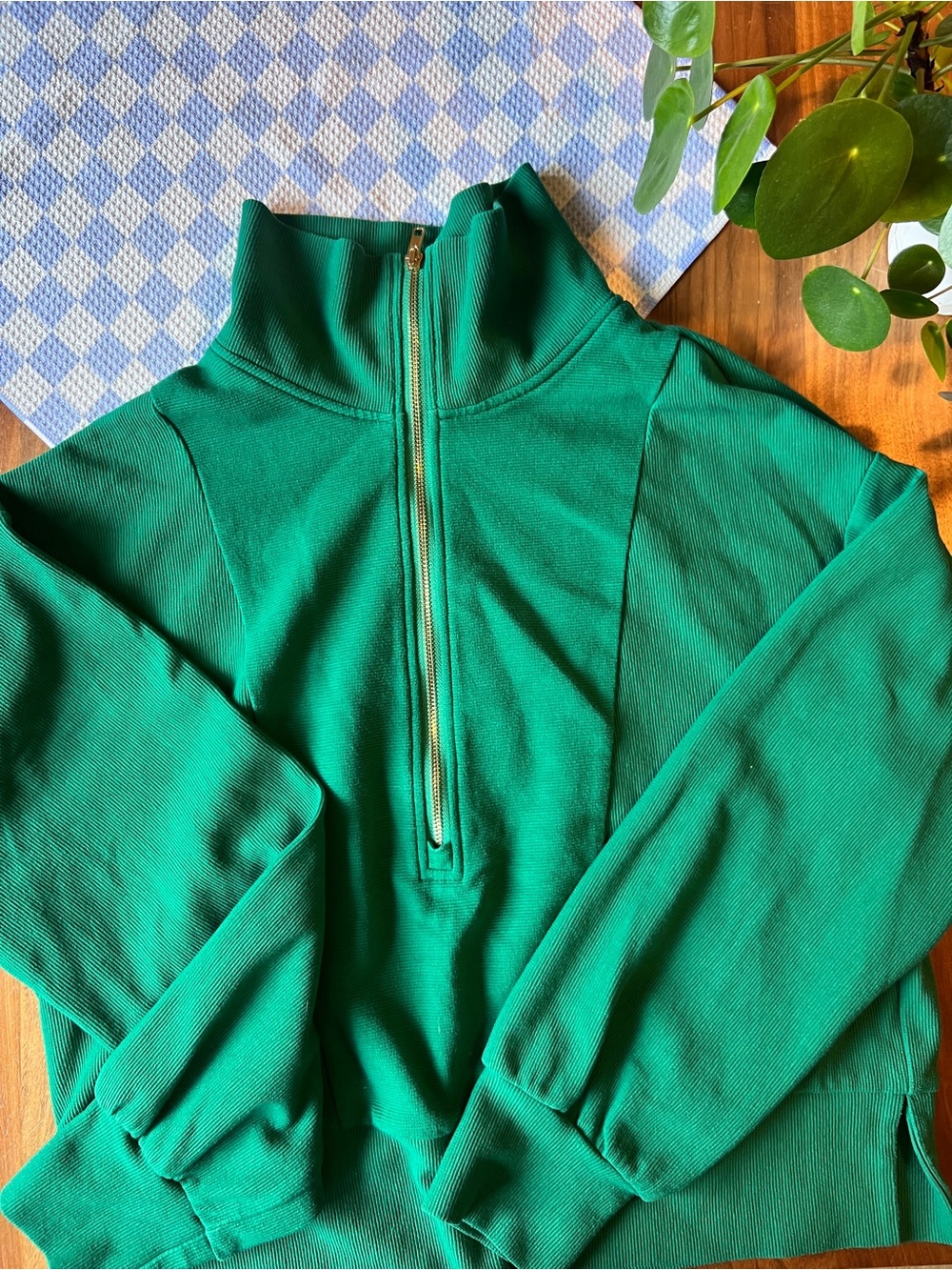 Forest Green Women's Turtleneck Sweater with Zip